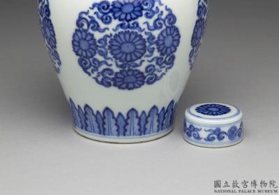 图片[3]-Lidded jar with decoration of chrysanthemum in underglaze blue, Qing dynasty, Yongzheng reign (1723-1735)-China Archive